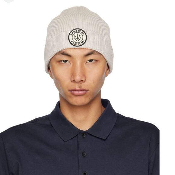 Rag & Bone Women\'s Charlie Beanie Embroidered Logo Patch at Rolled Brim One Size